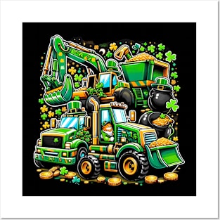 St Patricks Day Construction Trucks Funny Boys Kids Toddler Posters and Art